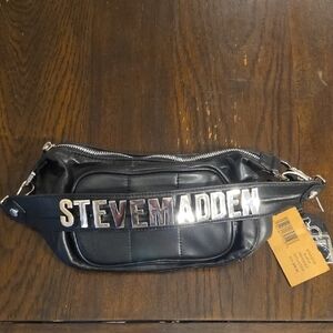 Steve Madden Black Shoulder Bag with Silver Accents